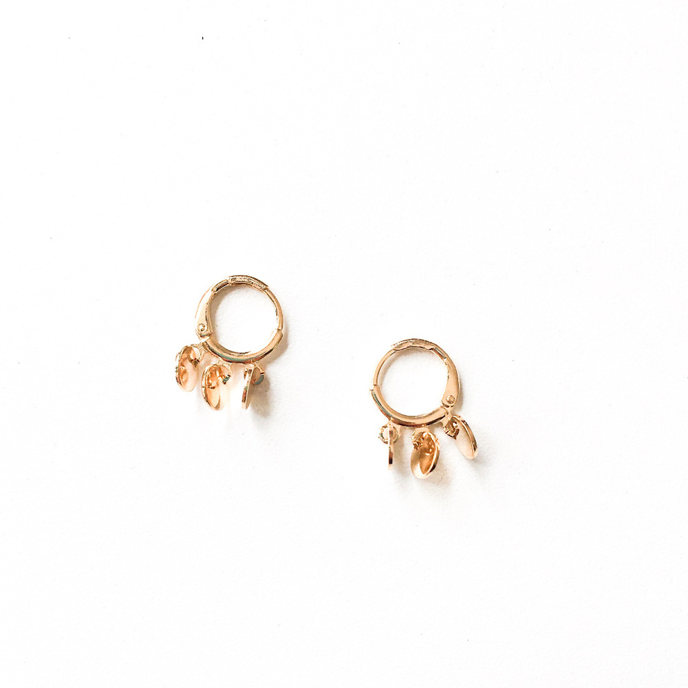 18K Gold Plated Boho Mini-hoop Earrings w/ Circles
